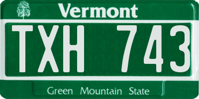 VT license plate TXH743