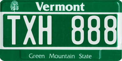 VT license plate TXH888