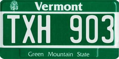 VT license plate TXH903