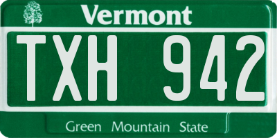 VT license plate TXH942