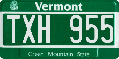 VT license plate TXH955