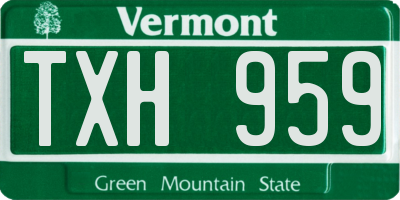 VT license plate TXH959