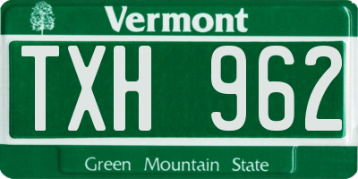 VT license plate TXH962