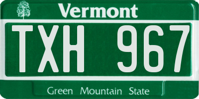 VT license plate TXH967
