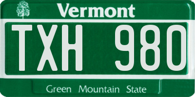 VT license plate TXH980