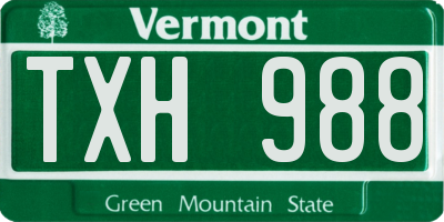 VT license plate TXH988