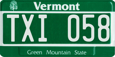 VT license plate TXI058