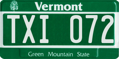 VT license plate TXI072