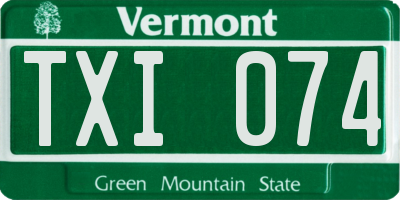 VT license plate TXI074
