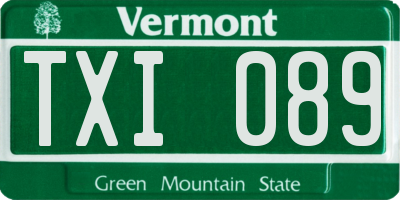 VT license plate TXI089