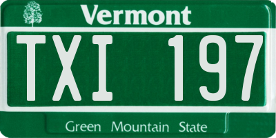 VT license plate TXI197