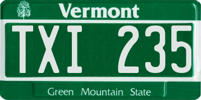 VT license plate TXI235