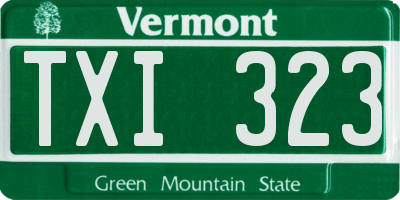 VT license plate TXI323