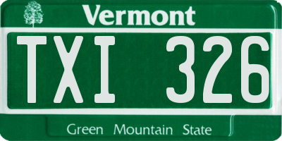 VT license plate TXI326