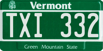VT license plate TXI332