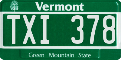 VT license plate TXI378