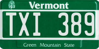 VT license plate TXI389