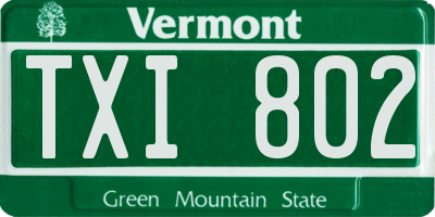 VT license plate TXI802