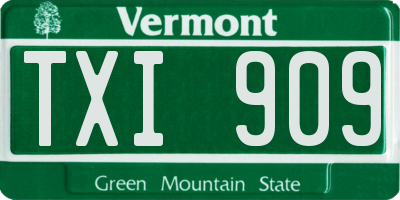 VT license plate TXI909
