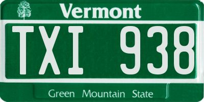 VT license plate TXI938
