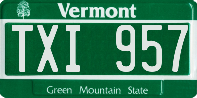 VT license plate TXI957
