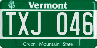 VT license plate TXJ046