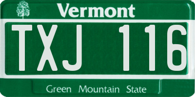 VT license plate TXJ116