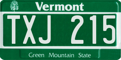 VT license plate TXJ215
