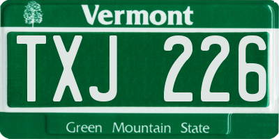 VT license plate TXJ226