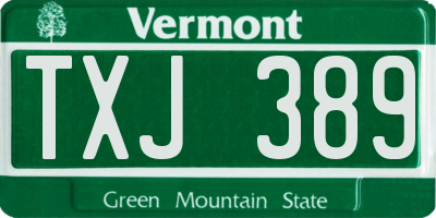 VT license plate TXJ389