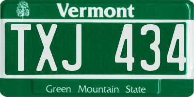 VT license plate TXJ434