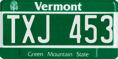 VT license plate TXJ453