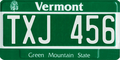 VT license plate TXJ456