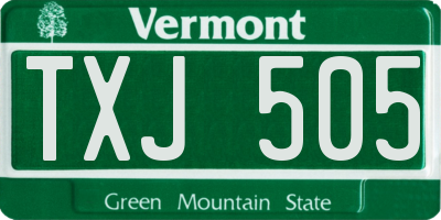 VT license plate TXJ505