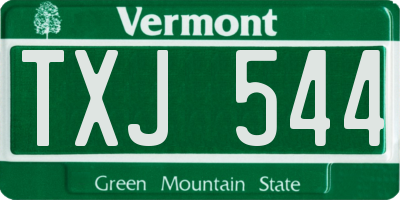 VT license plate TXJ544