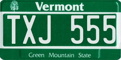 VT license plate TXJ555