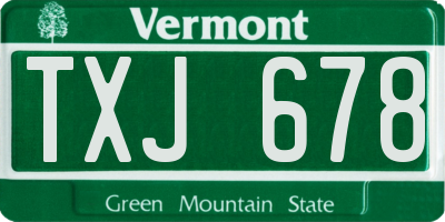 VT license plate TXJ678
