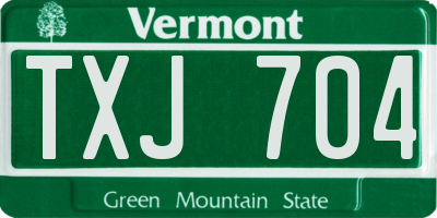 VT license plate TXJ704