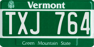 VT license plate TXJ764