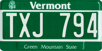 VT license plate TXJ794