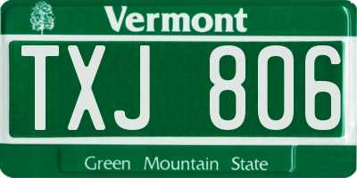 VT license plate TXJ806