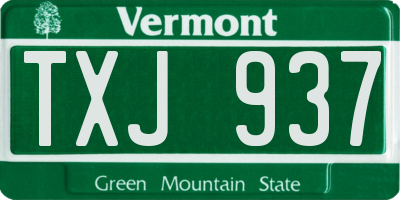 VT license plate TXJ937