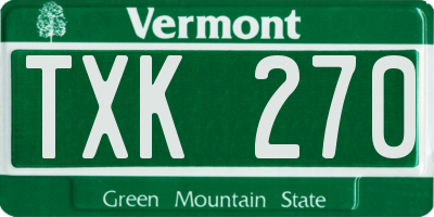 VT license plate TXK270