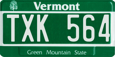 VT license plate TXK564