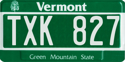 VT license plate TXK827