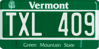 VT license plate TXL409