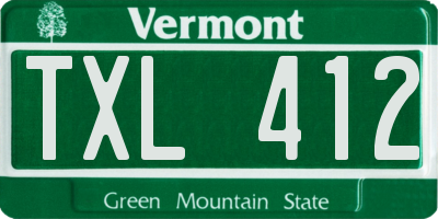 VT license plate TXL412