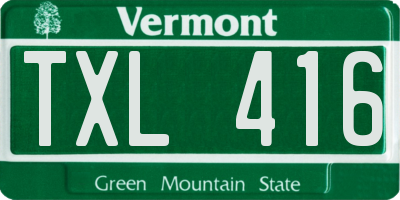 VT license plate TXL416
