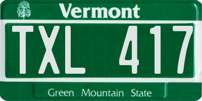 VT license plate TXL417