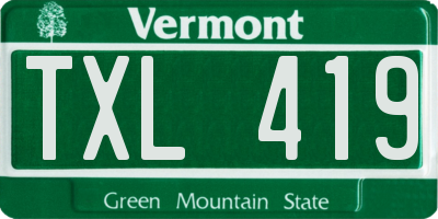 VT license plate TXL419